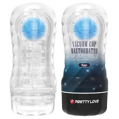Pretty Love - Vacuum Cup Planet. Masturbator w kubeczku z ruchomą żebrowaną kulką i stymulującym wnętrzem