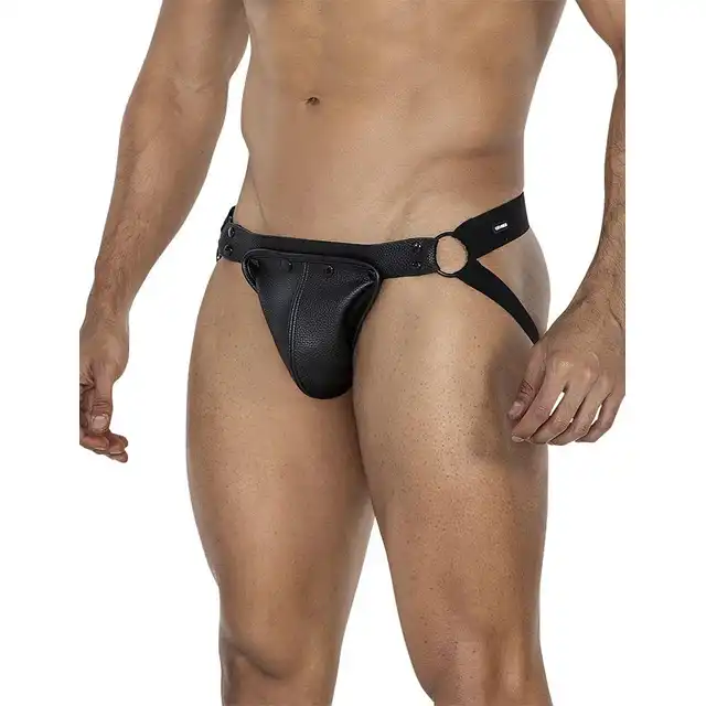 Cut4Men - JockStrap L/XL. Stylowy skórzany jockstrap z odpinaną kieszonką, seksowny element garderoby