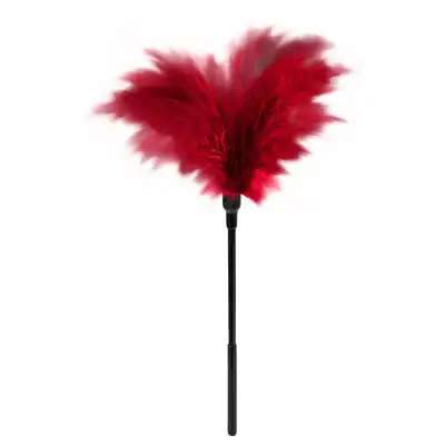 Guilty Pleasure - Small Feather Tickler Red. Urokliwe piórko do łaskotania dla zmysłowych chwil, idealne do soft BDSM