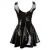 Black Level - Vinyl Dress Black M. Czarna rozkloszowana sukienka mini wykonana z połyskującego winylu