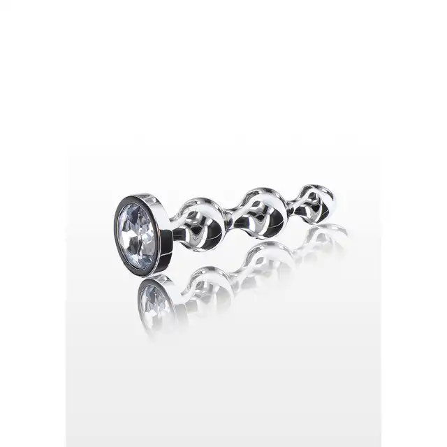 ToyJoy - Diamond Star Beads L. Korek analny z trzema stymulacyjnymi koralikami i podstawą ozdobioną srebrnym klejnotem