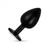 Easy Toys - Butt Plug L Black/Silver. Duży metalowy korek analny w czarnym kolorze, z kryształkiem w podstawie