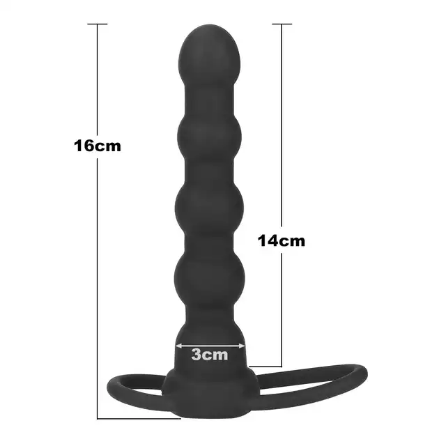 LoveToy - Vibrating Rock Balled Double Prober. Wibrująca silikonowa nakładka z stymulującym trzonem, podwójna penetracja