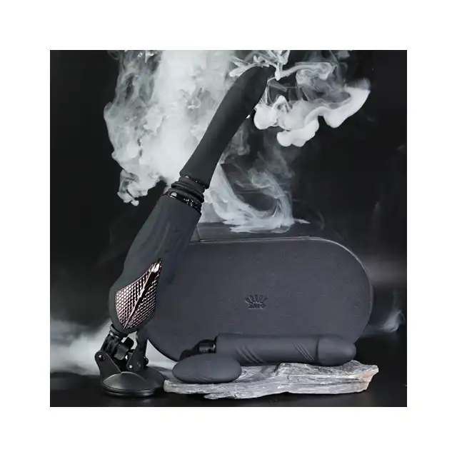 Zalo - Sesh Black. Ruchomy wibrator podgrzewany, z wymiennymi końcówkami i pilotem, inspirowany egipską wężową boginią