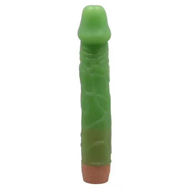 Baile - Bill. Zielony, świecący w ciemności wibrator dildo z realistycznymi wibracjami i żebrowaną podstawą