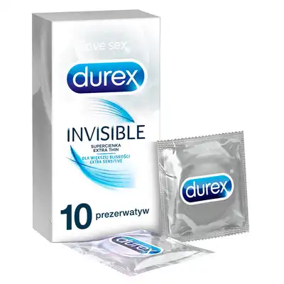 Durex - Invisible Superthin 10szt. Super cienkie prezerwatywy stworzone dla większej bliskości, zwiększ doznania ze stosunku