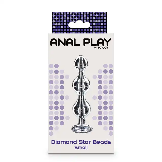 ToyJoy - Diamond Star Beads S. Elegancki korek analny z trzema stymulacyjnymi koralikami i podstawą ozdobioną srebrnym klejnotem