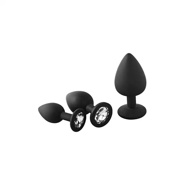 DreamToys - Fantastic Anal Training Kit White Stone. Zestaw korków analnych w trzech rozmiarach, wykonanych z miękkiego silikonu z błyszczącymi kamieniami szlachetnymi