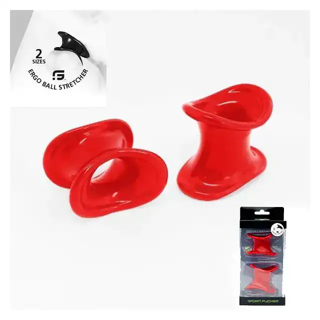 TPR Ergo Ball Stretcher - Zestaw 2-Pak z miękkiego i elastycznego czerwonego materiału, długotrwałe noszenie, dostępne w dwóch rozmiarach