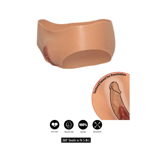 Hidden Desire - Alter Ego Open Vagina Brief Low Waist. Silikonowe majtki z niskim stanem, z otwartą i realistyczną pochwą i tunelem penetracyjnym