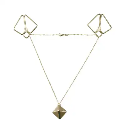 LOCKINK - Nipple Clamps with Heavy Pendant Gold. Zaciski na sutki z ciężką złotą zawieszką, elegancka i użyteczna biżuteria