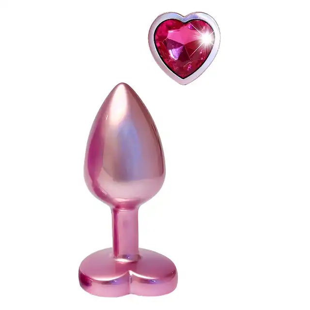 Dream Toys - Gleaming Love Pearl Pink Plug Small. Różowy elegancki korek analny o niedużym rozmiarze z kryształkiem w kształcie serca