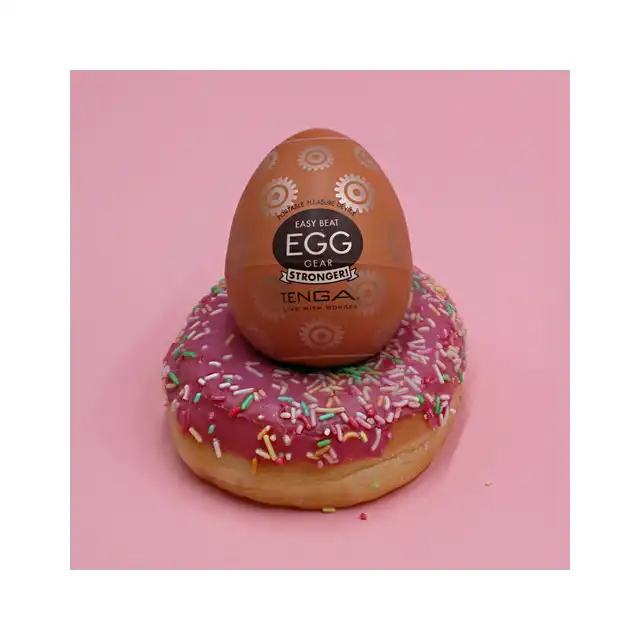 Tenga - Egg Gear. Kieszonkowy masturbator jajeczko z wypustkami imitujące koła zębate, intensywna stymulacja