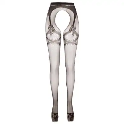 Cottelli LEGWEAR - Crotchless Tights L/XL. Jedwabiście miękkie bezmajtkowe rajstopy z ozdobnym szwem.