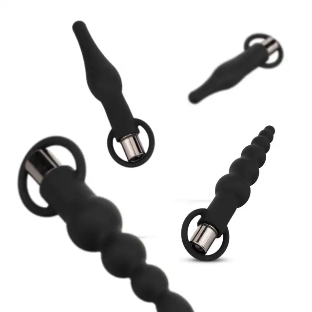 EasyToys - Anal Plug Set With Bullet Vibrator. Zestaw korków analnych z mini wibratorem, różne kształty i rozmiary