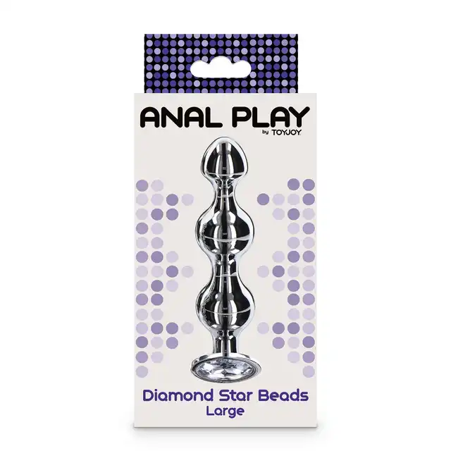 ToyJoy - Diamond Star Beads L. Korek analny z trzema stymulacyjnymi koralikami i podstawą ozdobioną srebrnym klejnotem