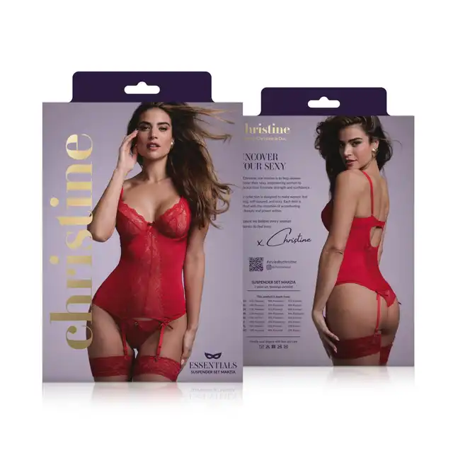 Christine - Marzia Red S/M. Zjawiskowy gorset z koronkowymi wstawkami i wiązaniem z tyłu, idealne dopasowanie do ciała