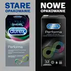 Durex - Performa 12 szt. Prezerwatywy przedłużające stosunek, naturalna guma lateksowa z wydłużoną przyjemnością ze zbliżenia