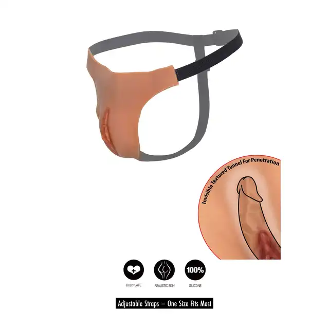 Hidden Desire - Alter Ego Adjustable Open Vagina String. Silikonowe stringi z otwartą i realistyczną pochwą, idealne dla crossdresserów