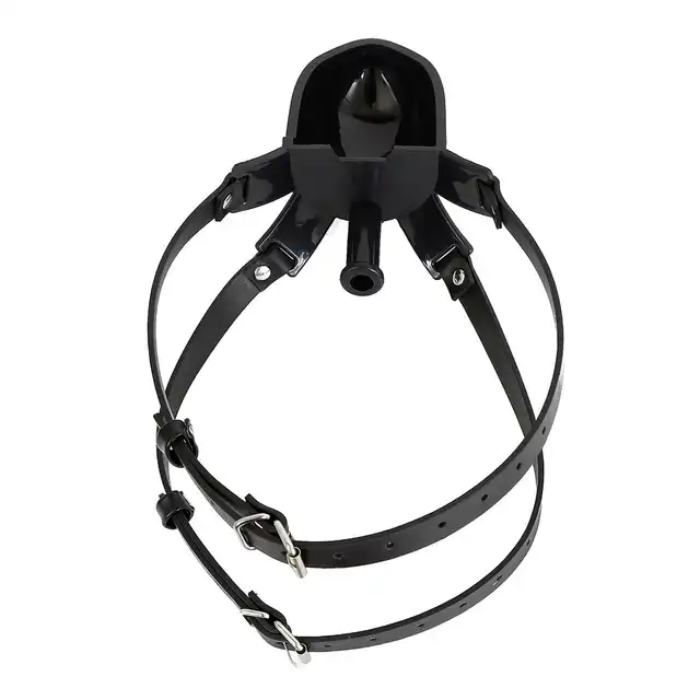 Kiotos - BDSM Funnel Mouth Gag. Knebel z lejkiem i kubkiem do nalewania, wysokiej jakości akcesorium, niezapomniane doznania podczas zabaw BDSM