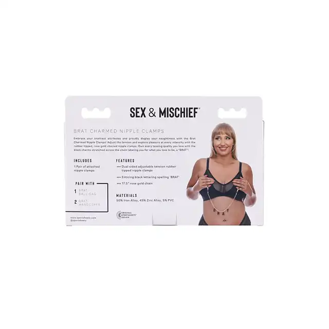 Sportsheets - S&amp;M Brat Charmed Nipple Clamps. Eleganckie zaciski na sutki dla lubiących podkreślać swoją niegrzeczną stronę