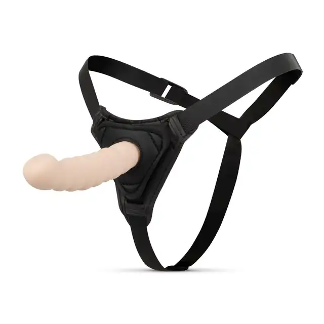 EasyToys - Thurster Strap Skin. Elastyczny strapon z prążkowanym dildo, regulowane paski dla idealnego dopasowania