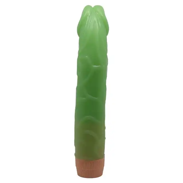 Baile - Bill. Zielony, świecący w ciemności wibrator dildo z realistycznymi wibracjami i żebrowaną podstawą