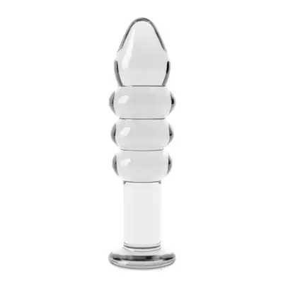 LoveToy - Glass Romance 5.5` Plug Transparent. Szklany korek analny z pierścieniowymi żłobieniami, praktyczny i stylowy