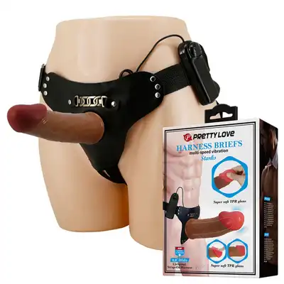Pretty Love - Strapon Starks Vibration. Męski strapon z realistycznym miękkim penisem, funkcja wibracji