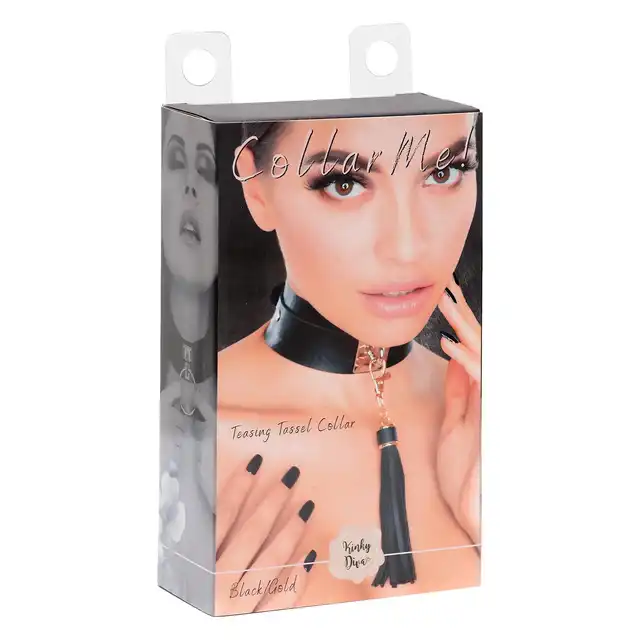 Kinky Diva - Teasing Tassel Collar Gold. Elegancka obroża z zalotnym akcentem w postaci złotej zawieszki