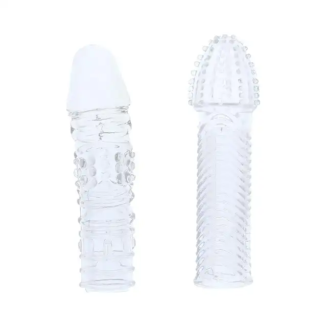 Menzstuff - Penis Extender Pack Clear. Zestaw dwóch przezroczystych przedłużek na penisa ze stymulującymi wypustkami