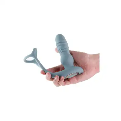 Renegade - The Handyman Gray - stymulator prostaty z ruchem posuwistym oraz ringiem na penisa