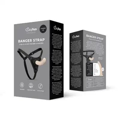 EasyToys - Banger Strap Skin. Elastyczny strapon z gładkim dildo, regulowane paski dla idealnego dopasowania