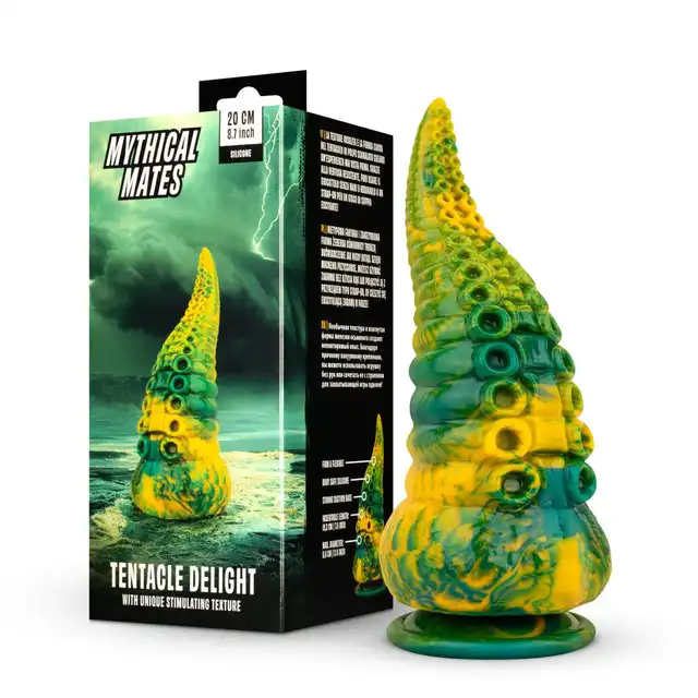Mythical Mates Tentacle Delight. Dildo o długości 22 cm z przyssawką w żywych kolorach