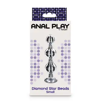 ToyJoy - Diamond Star Beads S. Elegancki korek analny z trzema stymulacyjnymi koralikami i podstawą ozdobioną srebrnym klejnotem
