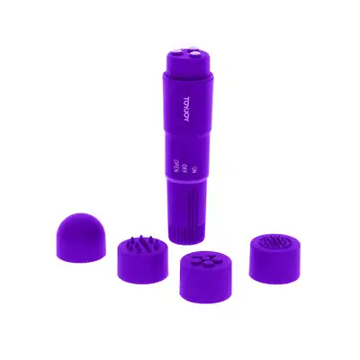 ToyJoy - Funky Vibrette Purple. Mini wibrator do łechtaczki z 4 wymiennymi końcówkami stymulującymi