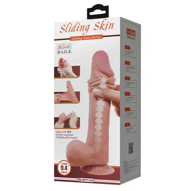 Pretty Love - Sliding Skin 9,4". Realistyczne dildo o długim trzonie, stworzone z innowacyjnego materiału, oddaje naturalne odczucia