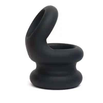 Sport Fucker – Liquid Silicone Switch Hitter. Wszechstronny pierścień na penisa i streczer na jądra z miękkiego silikonu w kolorze czarnym