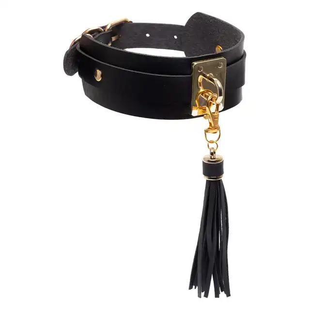 Kinky Diva - Teasing Tassel Collar Gold. Elegancka obroża z zalotnym akcentem w postaci złotej zawieszki