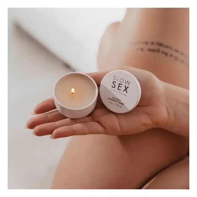 Slow Sex - Massage Candle 50g. Odżywcza świeczka do masażu, luksusowy masaż całego ciała, wykorzystując naturalne składniki i przyjemną temperaturę
