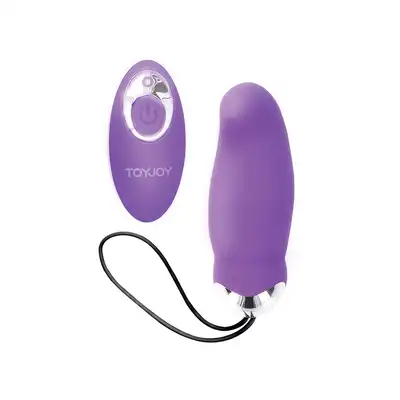 Toy Joy - Happiness Make My Orgasm Eggsplode. Fioletowe wibrujące jajeczko z ruchomą główką na pilota, eksplozja przyjemności w jajku