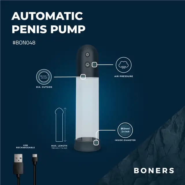 Boners - Automatic Penis Pump with Masturbator. Automatyczna pompka z funkcją masturbacji dla większego obwodu i objętości