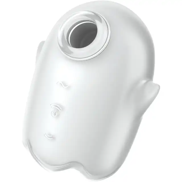 Satisfyer - Glowing Ghost White. Wibrator ze stymulującymi falami ciśnienia i intensywnymi wibracjami, wykonany z miękkiego, świecącego w ciemności silikonu