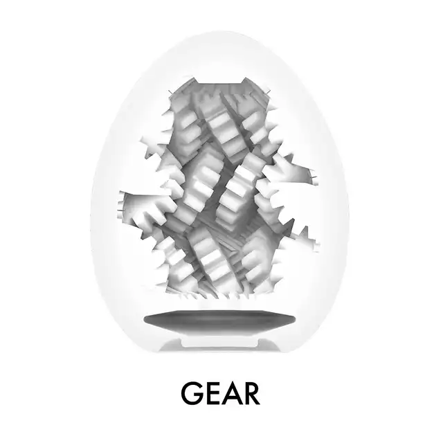 Tenga - Egg Gear. Kieszonkowy masturbator jajeczko z wypustkami imitujące koła zębate, intensywna stymulacja