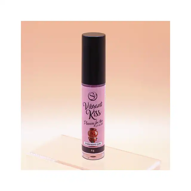 Secret Play - Lip Gloss Vibrant Kiss Strawberry Gum. Stymulujący błyszczyk o słodkim smaku truskawkowej gumy, pobudź zmysły i zwiększ przyjemność