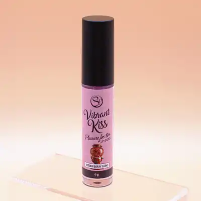Secret Play - Lip Gloss Vibrant Kiss Strawberry Gum. Stymulujący błyszczyk o słodkim smaku truskawkowej gumy, pobudź zmysły i zwiększ przyjemność