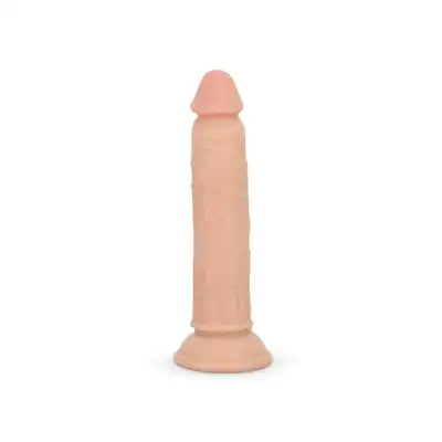 EasyToys - Dildo Without Balls 22.5 cm Beige. Długie, beżowe dildo z przyssawką, o prostym trzonie i żylastej teksturze