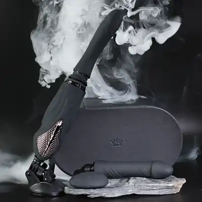 Zalo - Sesh Black. Ruchomy wibrator podgrzewany, z wymiennymi końcówkami i pilotem, inspirowany egipską wężową boginią