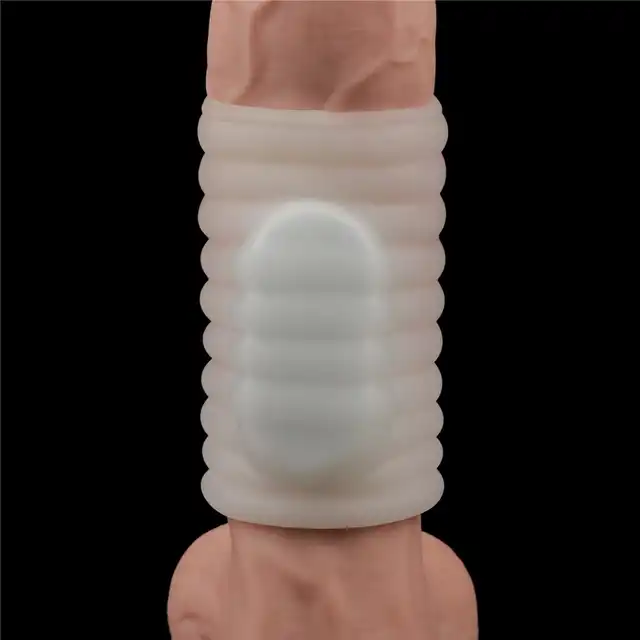 LoveToy - Vibrating Wave Knights Ring White. Wibrująca nakładka na penisa o super stymulującym kształcie, wibracje i pogrubienie członka