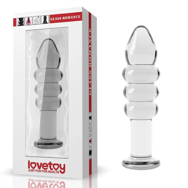 LoveToy - Glass Romance 5.5` Plug Transparent. Szklany korek analny z pierścieniowymi żłobieniami, praktyczny i stylowy